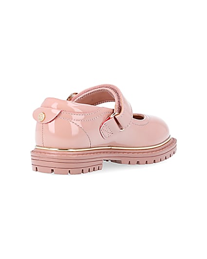 360 degree animation of product Mini girls pink heart buckle mary jane shoes frame-12