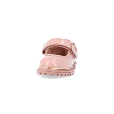 360 degree animation of product Mini girls pink heart buckle mary jane shoes frame-22