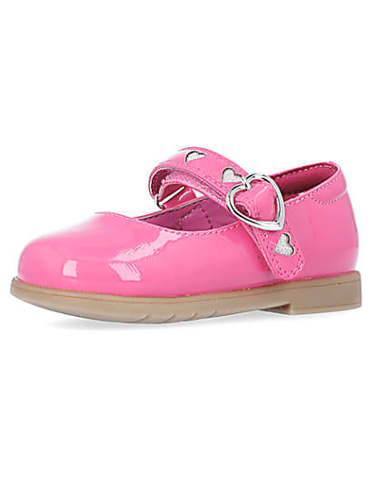 360 degree animation of product Mini girls pink heart buckle Mary Jane shoes frame-1
