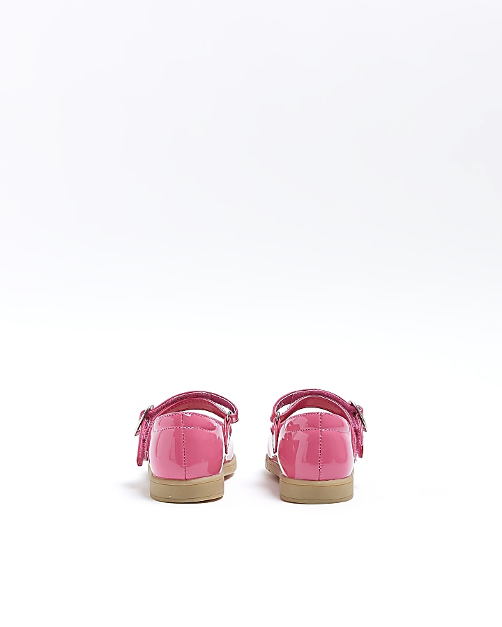 Mini girls pink heart buckle Mary Jane shoes