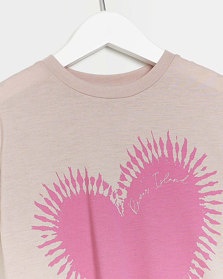 Mini girls pink heart oversized t-shirt
