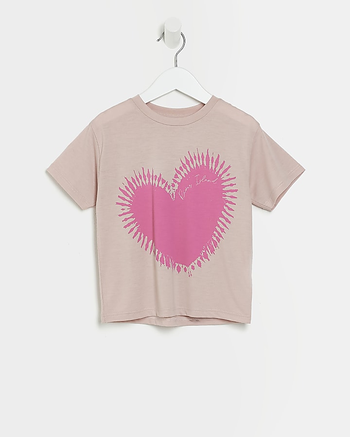 Mini girls pink heart oversized t-shirt
