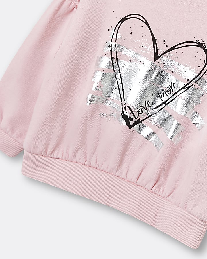 Mini girls pink heart print sweatshirt