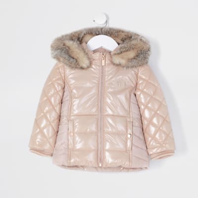 long high shine padded coat