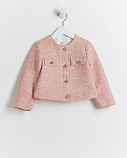 Mini Girls Pink Jacquard Jacket