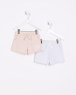 Mini girls pink jersey shorts 2 pack