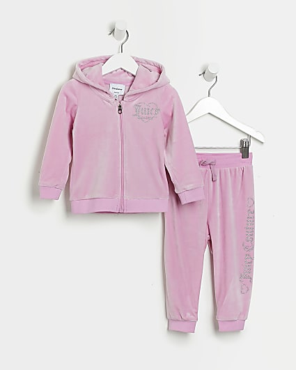 Mini girls pink Juicy velour tracksuit outfit