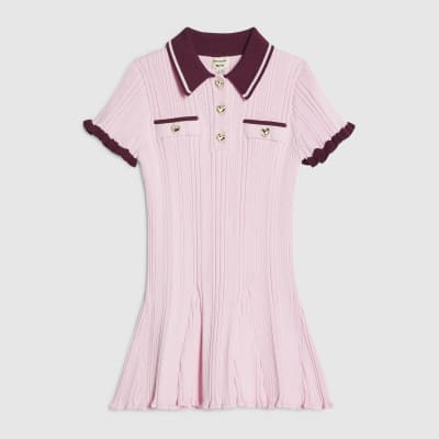 Mini Girls Pink Knitted Flippy Dress