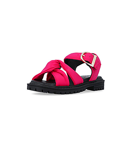 360 degree animation of product Mini girls pink knot crossover sandals frame-0