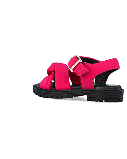 360 degree animation of product Mini girls pink knot crossover sandals frame-5