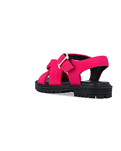 360 degree animation of product Mini girls pink knot crossover sandals frame-6