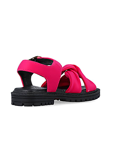 360 degree animation of product Mini girls pink knot crossover sandals frame-12