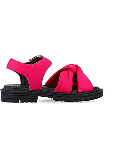 360 degree animation of product Mini girls pink knot crossover sandals frame-14