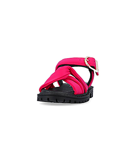 360 degree animation of product Mini girls pink knot crossover sandals frame-22