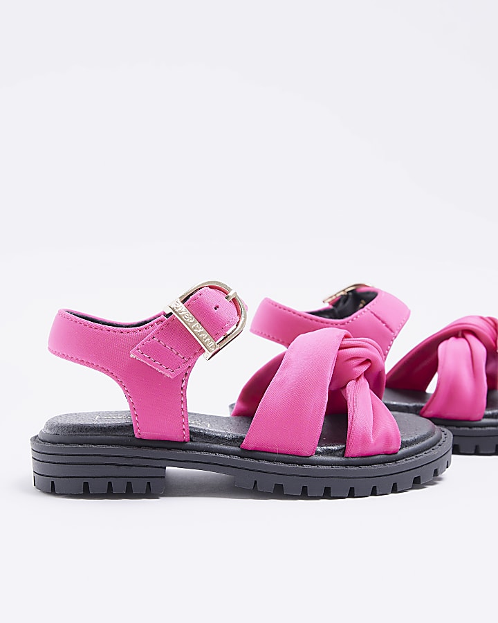 Mini girls pink knot crossover sandals