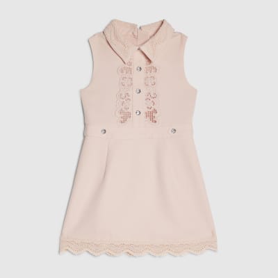 Mini Girls Pink Lace Collar Dress