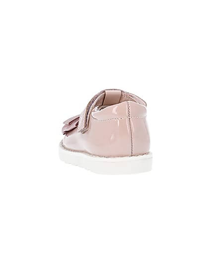 360 degree animation of product Mini Girls Pink Leather Bow Shoes frame-8