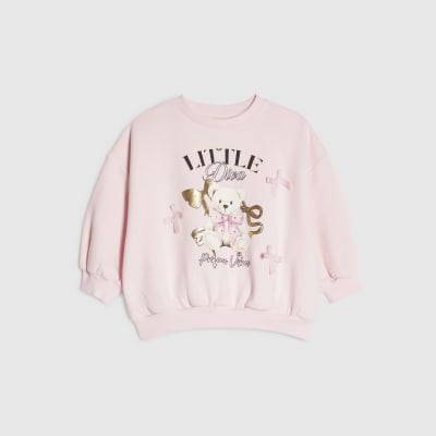 Mini Girls Pink Little Diva Bear Sweatshirt