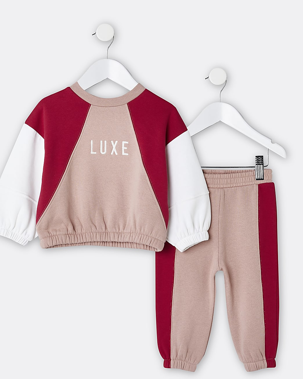 Mini girls pink 'Luxe' sweatshirt and joggers