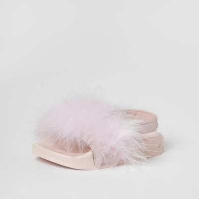 river island sliders fluffy