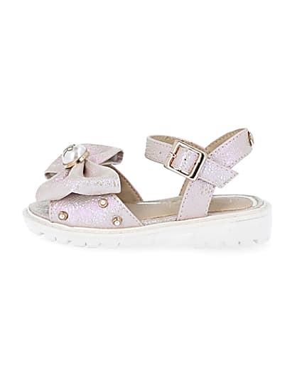 360 degree animation of product Mini girls pink metallic bow front sandal frame-3
