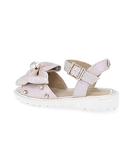 360 degree animation of product Mini girls pink metallic bow front sandal frame-4
