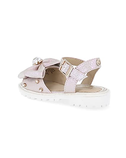 360 degree animation of product Mini girls pink metallic bow front sandal frame-5
