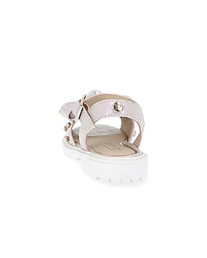 360 degree animation of product Mini girls pink metallic bow front sandal frame-8