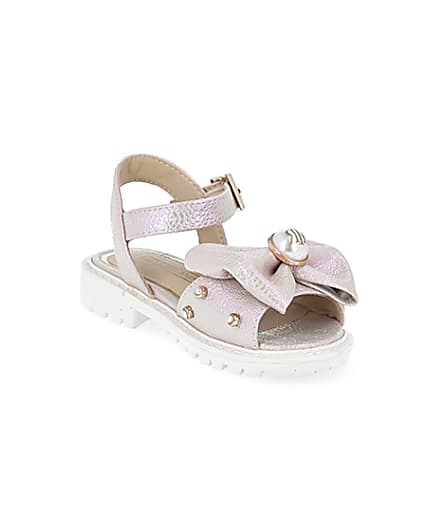 360 degree animation of product Mini girls pink metallic bow front sandal frame-18