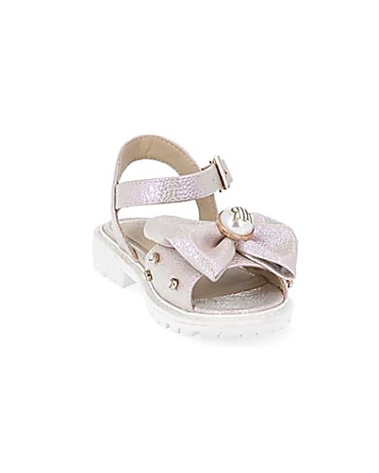 360 degree animation of product Mini girls pink metallic bow front sandal frame-19
