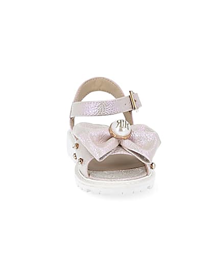 360 degree animation of product Mini girls pink metallic bow front sandal frame-20