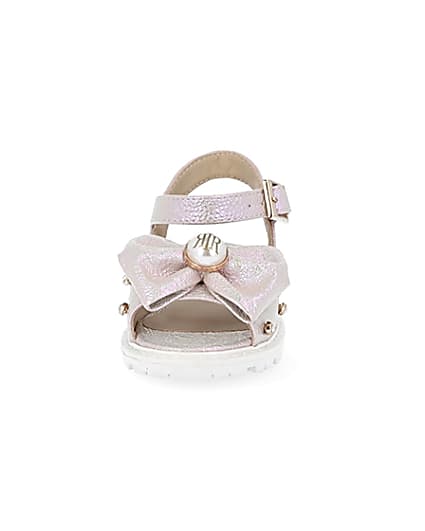 360 degree animation of product Mini girls pink metallic bow front sandal frame-21