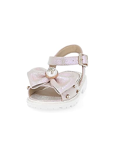 360 degree animation of product Mini girls pink metallic bow front sandal frame-22