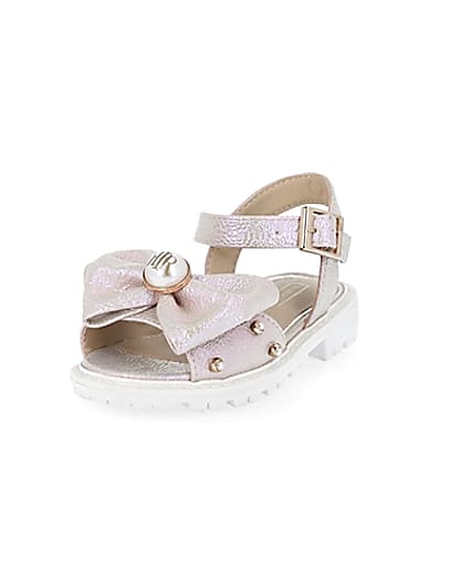 360 degree animation of product Mini girls pink metallic bow front sandal frame-23