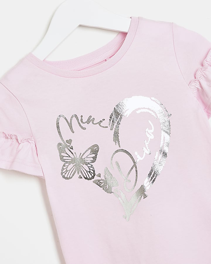 Mini girls Pink Mini Diva Foil print t-shirt