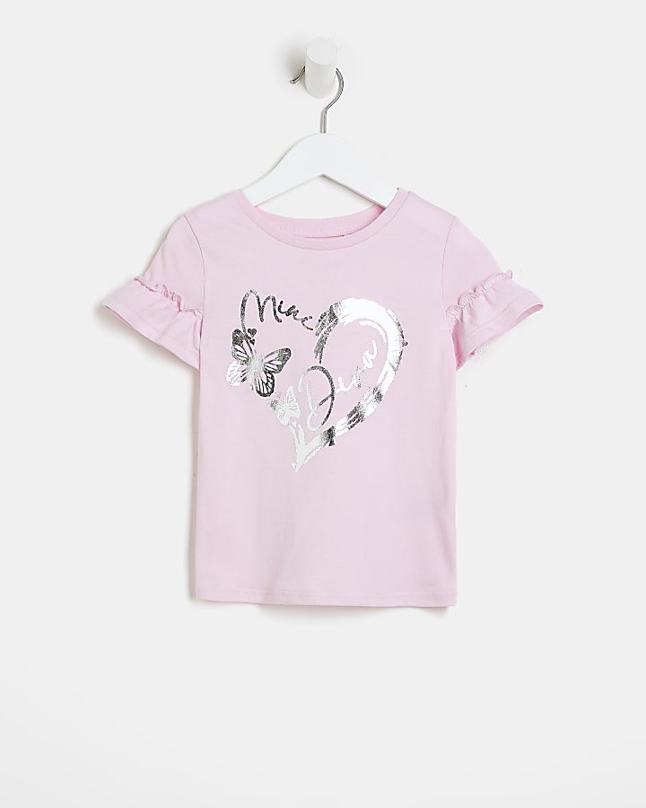 Mini girls Pink Mini Diva Foil print t-shirt