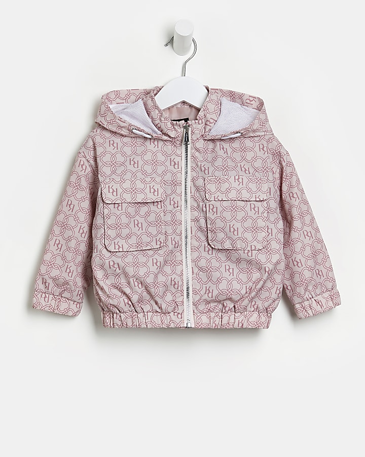Mini girls pink monogram windbreaker jacket