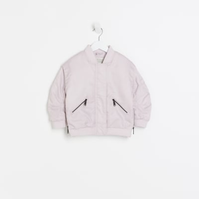 Girls pink clearance bomber jacket