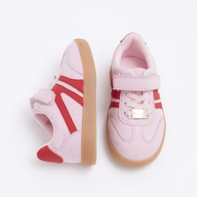 Mini girls pink panel trainers River Island