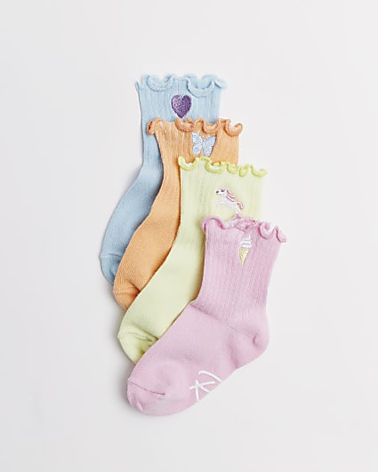 Mini girls pink pastel ankle socks 4 pack