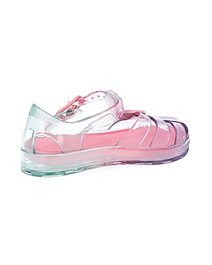 360 degree animation of product Mini girls pink pastel rainbow jelly sandals frame-13