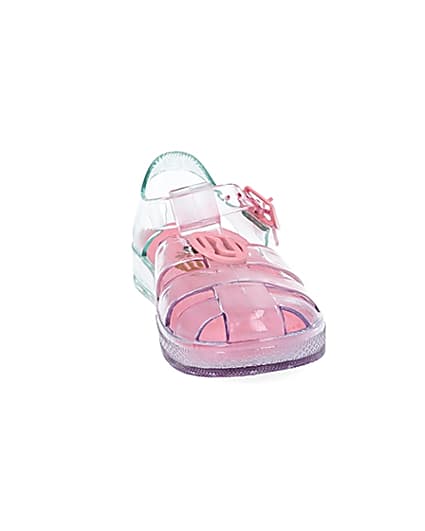 360 degree animation of product Mini girls pink pastel rainbow jelly sandals frame-20