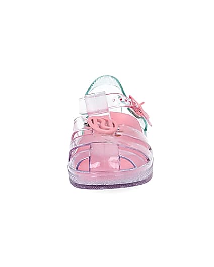360 degree animation of product Mini girls pink pastel rainbow jelly sandals frame-21