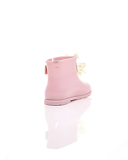 360 degree animation of product Mini girls pink patent 3D embellished wellies frame-14