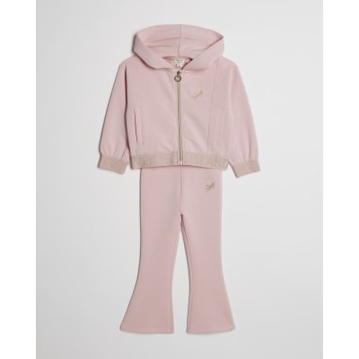 Mini Girls Pink Premium Zip Hoodie Set