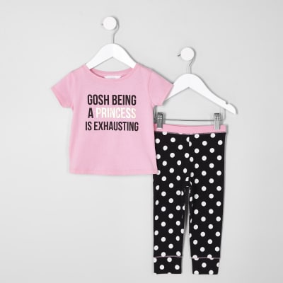 Mini girls pink ‘princess’ print pyjama set