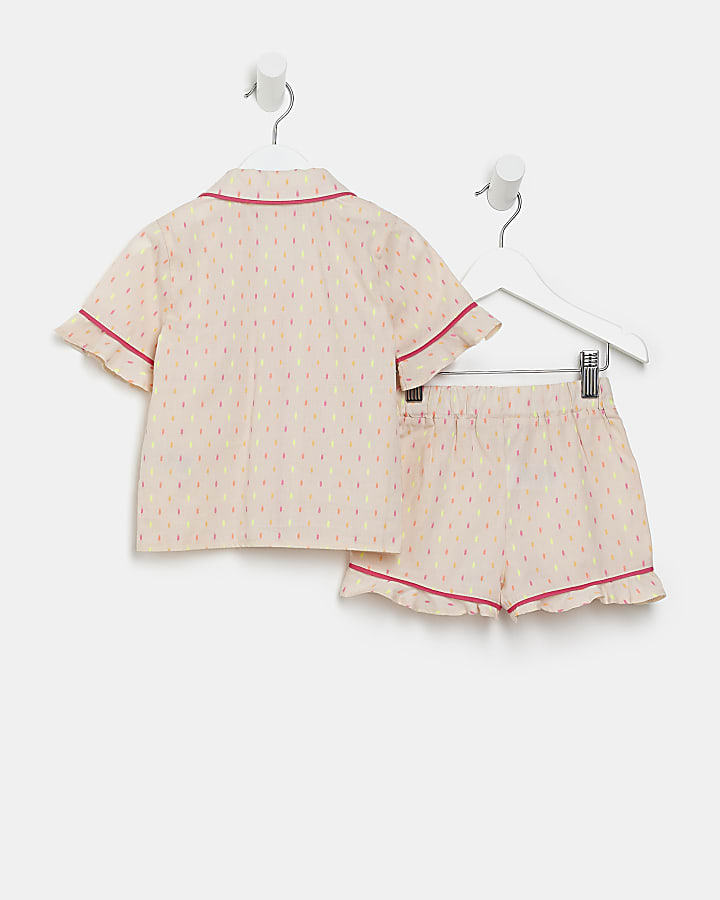 Mini girls pink printed pyjama set