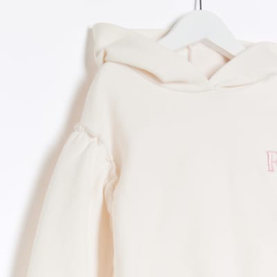 Mini girls pink puff sleeve hoodie