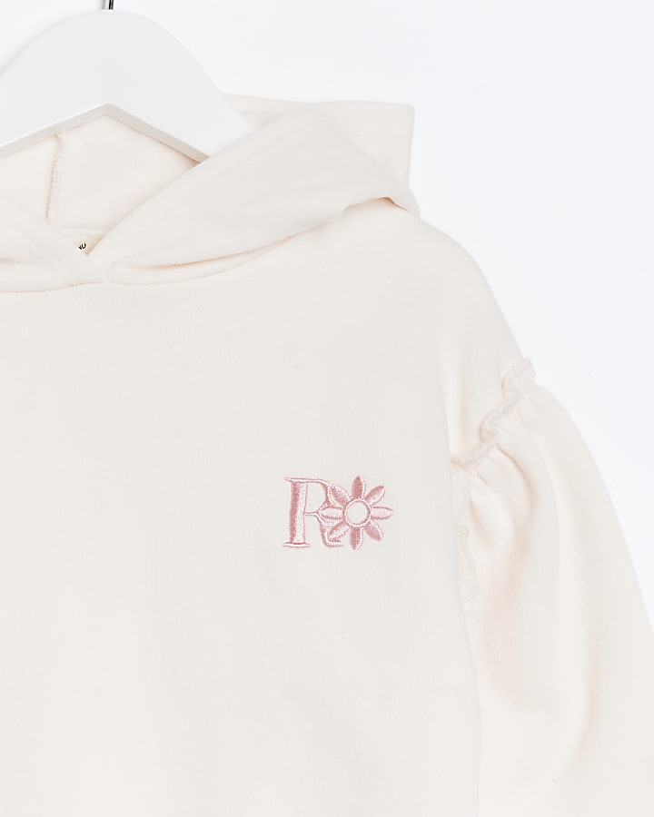 Mini girls pink puff sleeve hoodie
