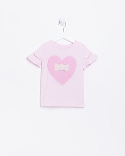 Mini Girls Pink Quilted Heart T-shirt